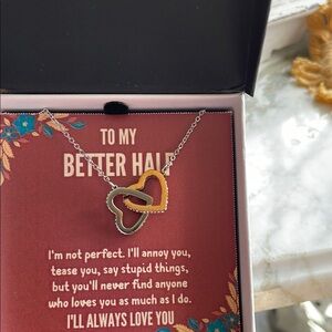 Intertwined Heart Necklace in Silver and Gold